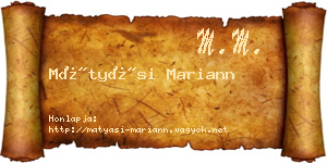 Mátyási Mariann névjegykártya